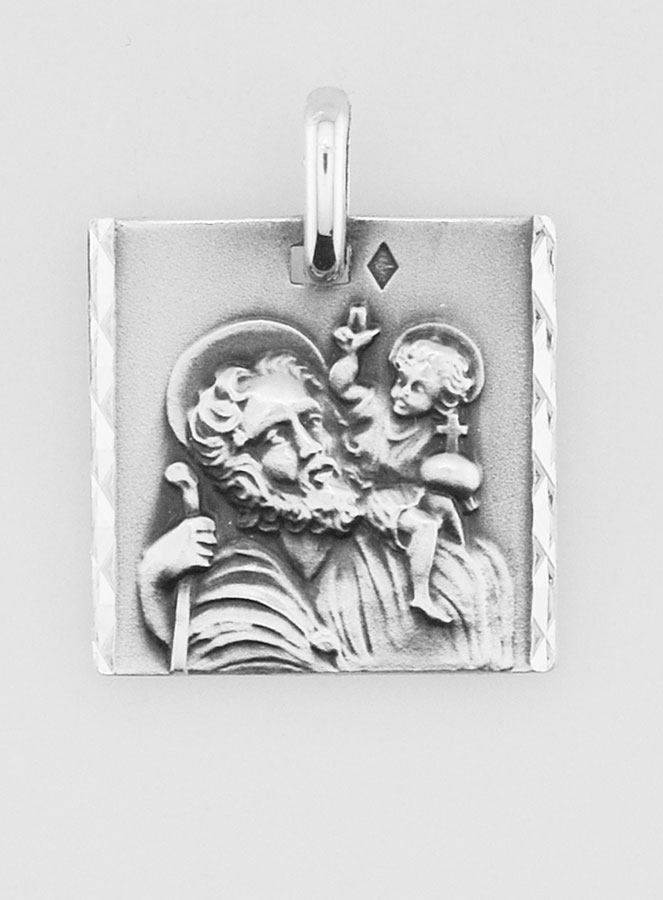 Médaille Saint Christophe Facettée en Argent 925/1000 - 20 mm (pic 1)
