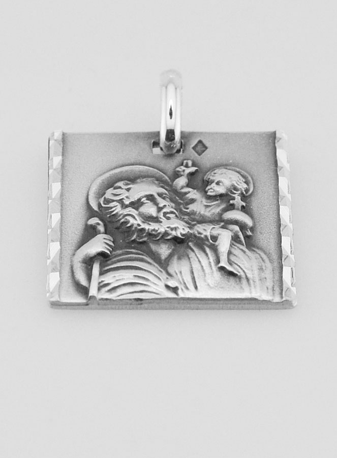 Médaille Saint Christophe Facettée en Argent 925/1000 - 20 mm (pic 2)