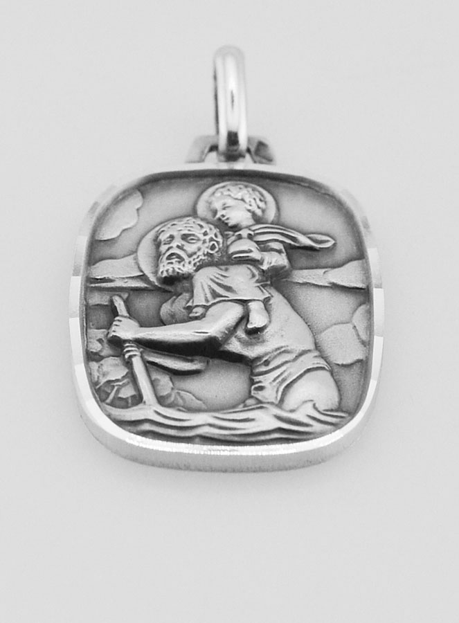 Médaille Plaque de Saint Christophe en Argent 925/1000 - 22 mm (pic 2)