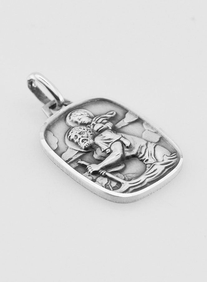 Médaille Plaque de Saint Christophe en Argent 925/1000 - 22 mm (pic 3)