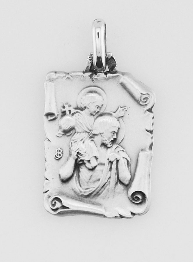 Médaille Parchemin de Saint Christophe en Argent 925/1000 - 18 mm (pic 1)