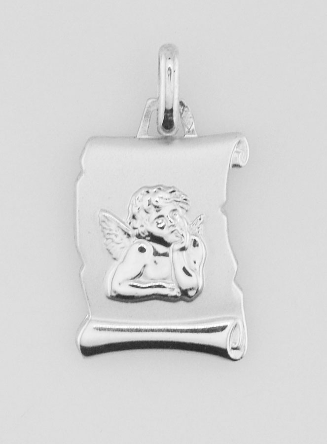 Médaille Ange-Gardien Parchemin en Argent 925/1000 - 18 mm (pic 1)