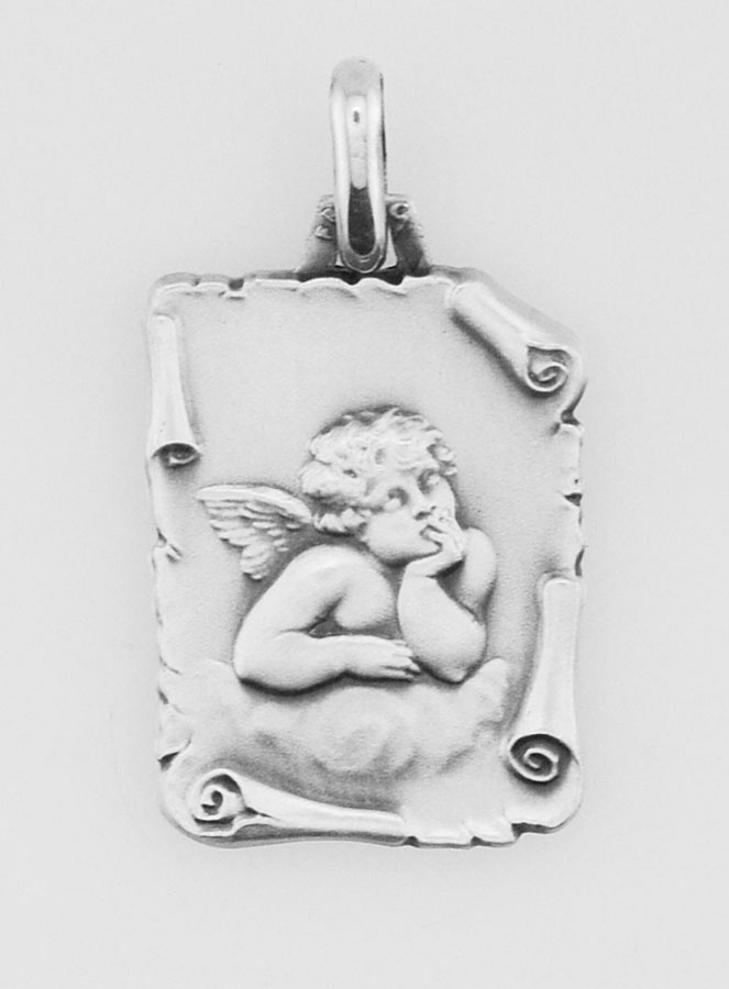 Médaille Ange-Gardien Parchemin en Argent 925/1000 - 20 mm (pic 1)