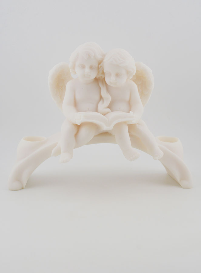 Statue Bougeoir Ange Protecteur en Albâtre - 18 cm (pic 1)