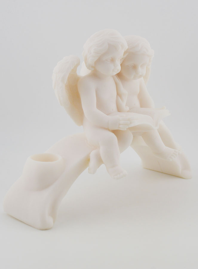 Statue Bougeoir Ange Protecteur en Albâtre - 18 cm (pic 3)