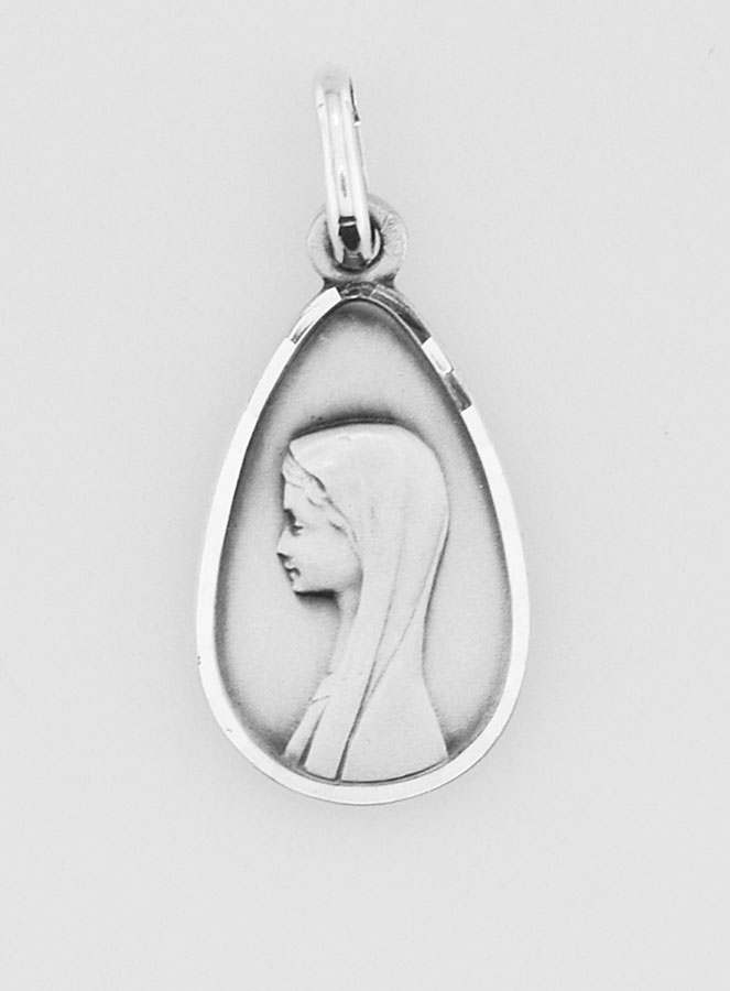 Médaille Goutte de la Vierge au Voile en Argent Massif - 17 mm (pic 1)