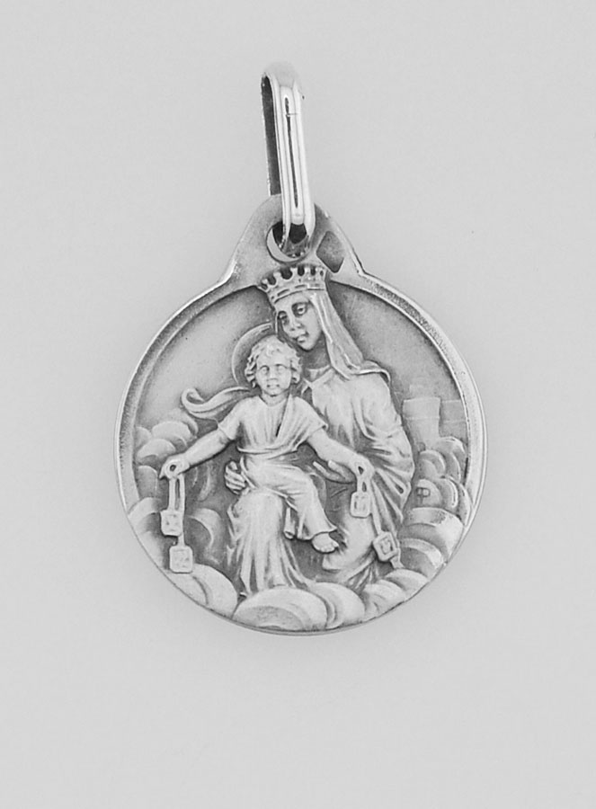 Médaille du Scapulaire Jésus et Vierge Marie en Argent Massif - 13 mm (pic 1)