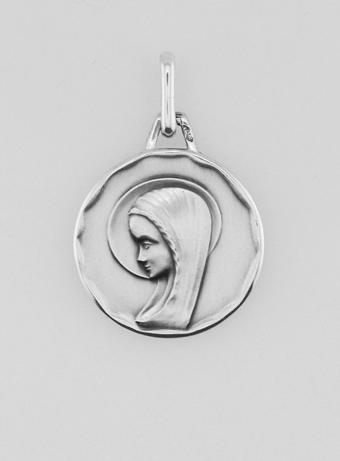Médaille Vierge au Voile Moderne - Argent Massif - 16 mm (pic 1)