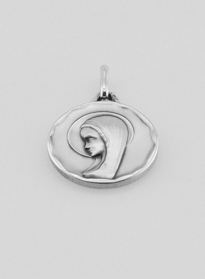 Médaille Vierge au Voile Moderne - Argent Massif - 16 mm (pic 2)