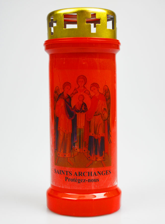 Bougie de Cimetière Rouge aux Saints Archanges de Dieu (pic 1)