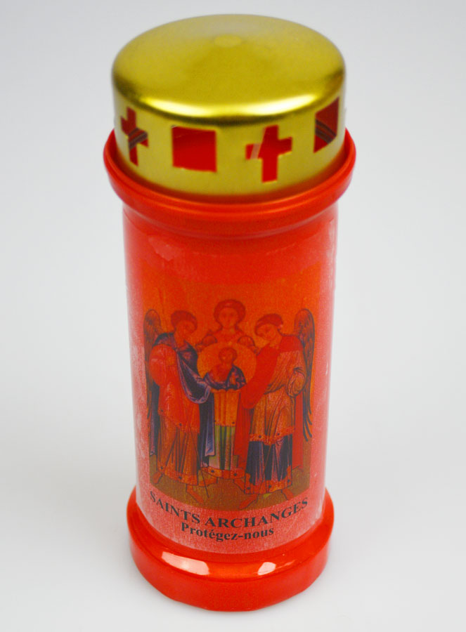 Bougie de Cimetière Rouge aux Saints Archanges de Dieu (pic 2)