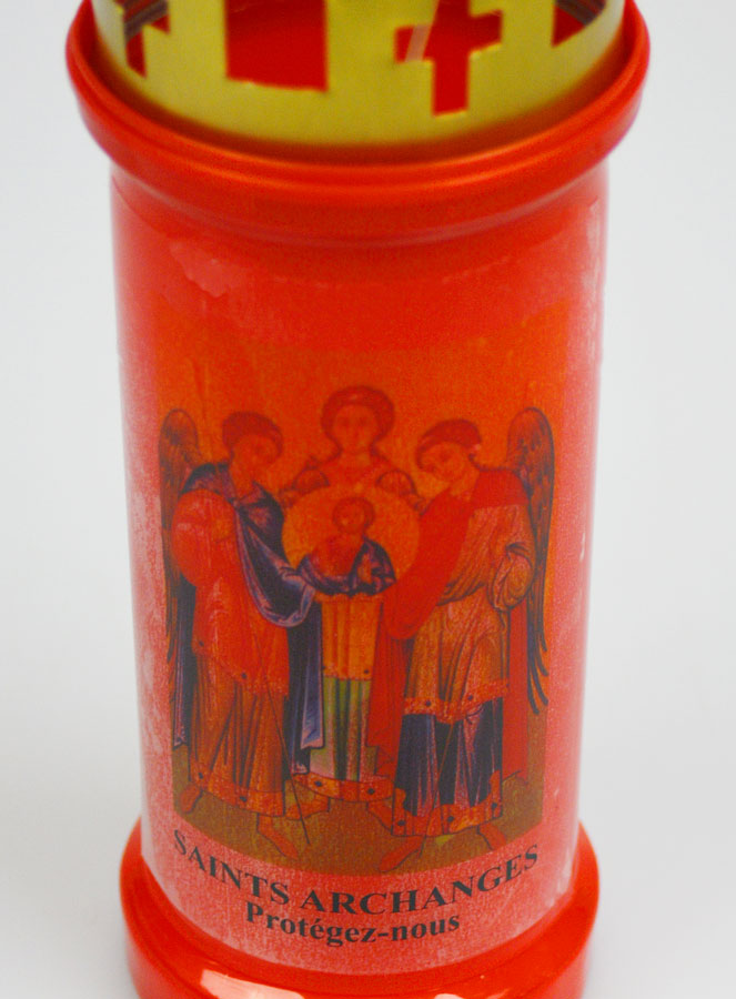 Bougie de Cimetière Rouge aux Saints Archanges de Dieu (pic 4)