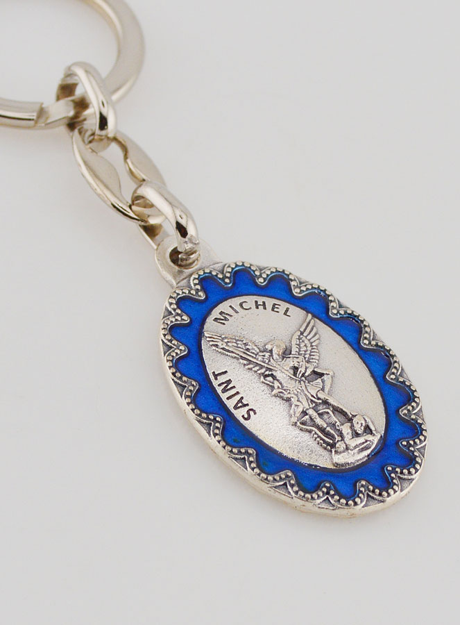 Porte-Clés de Saint Michel Archange - Métal Emaillé Bleu - 4 cm (pic 3)