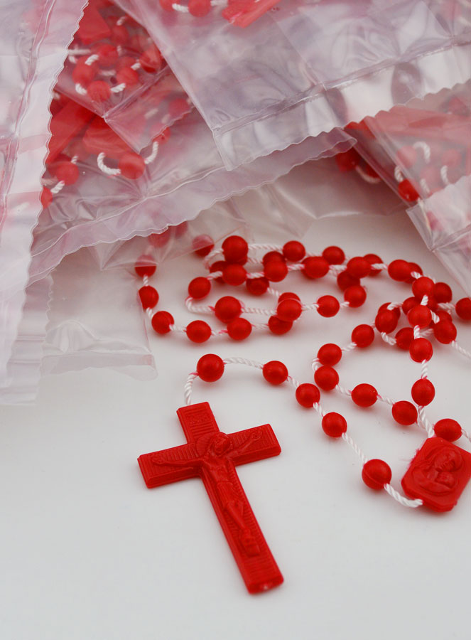 Chapelet en Gros Plastique Rouge X 100 (pic 2)
