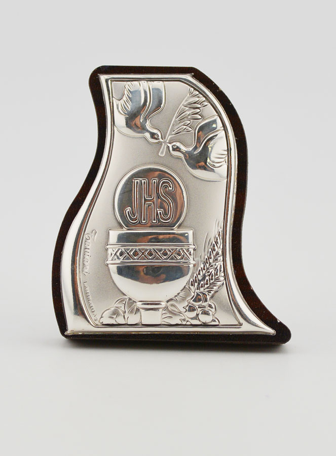 Icône du Christ Eucharistie en Argent sur Bois - Première Communion (pic 1)