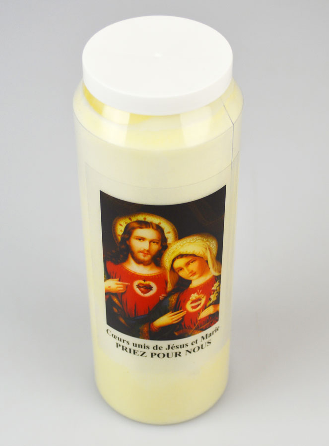 Bougie de Neuvaine aux Coeurs Unis de Jésus et de Marie - 17.5cm (pic 3)