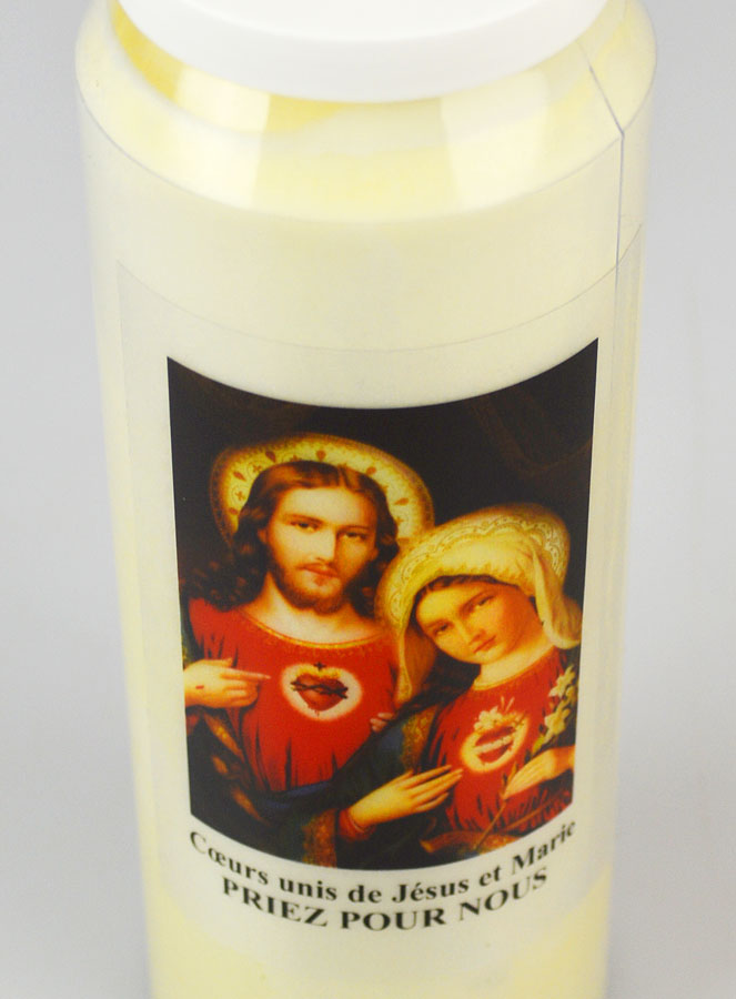 Bougie de Neuvaine aux Coeurs Unis de Jésus et de Marie - 17.5cm (pic 4)
