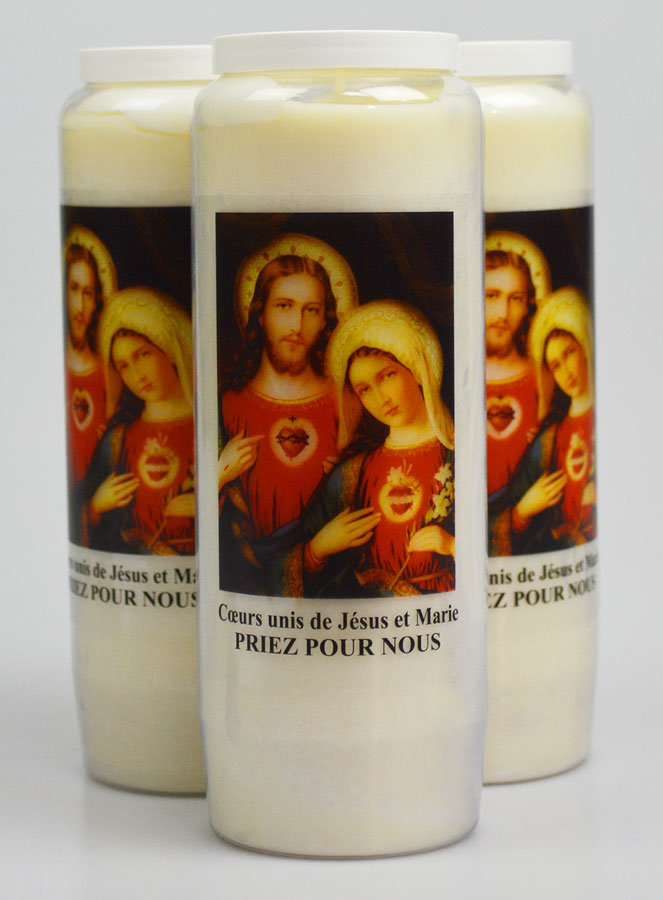 Lot de 3 Bougies de Neuvaine aux Coeurs Unis de Jésus et de Marie (pic 1)
