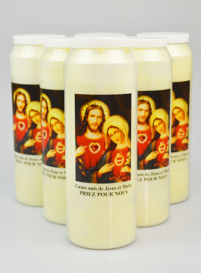 Lot de 6 Bougies de Neuvaine aux Coeurs Unis de Jésus et de Marie (pic 1)