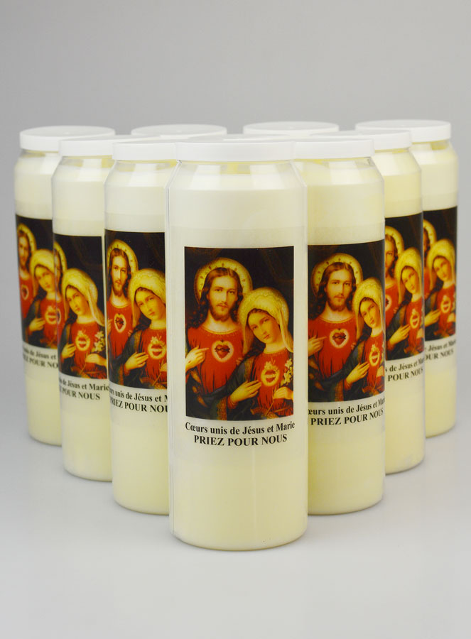 Lot de 10 Bougies de Neuvaine aux Coeurs Unis de Jésus et de Marie (pic 1)