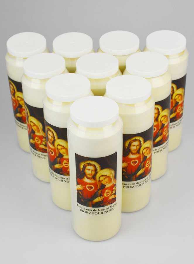Lot de 10 Bougies de Neuvaine aux Coeurs Unis de Jésus et de Marie (pic 2)