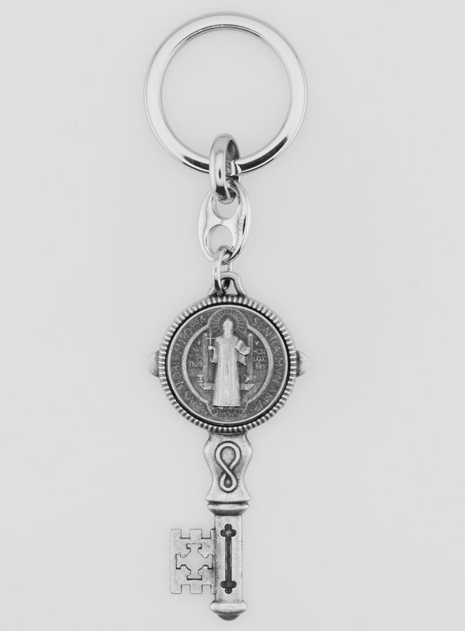 Porte-Clés Clés de Saint Benoît avec Médaille - 6 cm (pic 1)