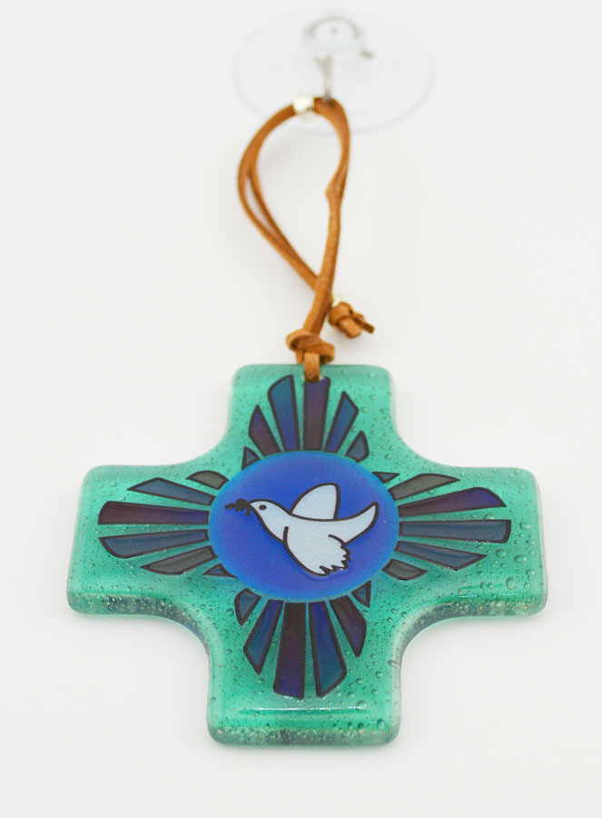 Croix en Verre Colombe de la Paix - 8 cm (pic 2)