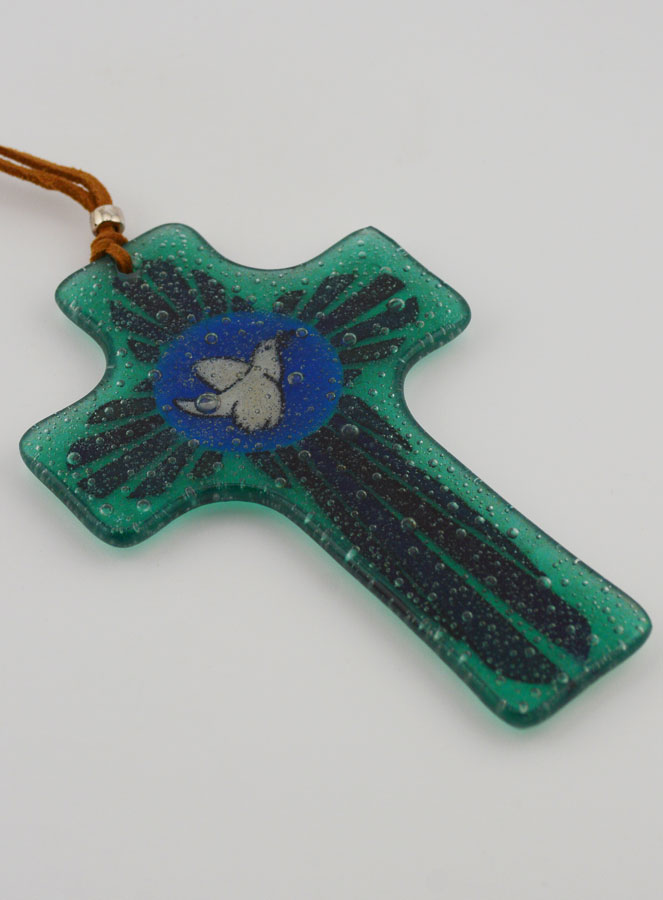 Croix en Verre Colombe de la Paix - 12 cm (pic 4)