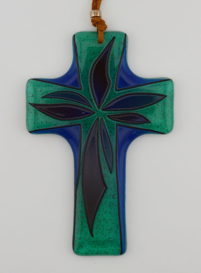 Croix en Verre Artisanale - 12 cm (pic 1)