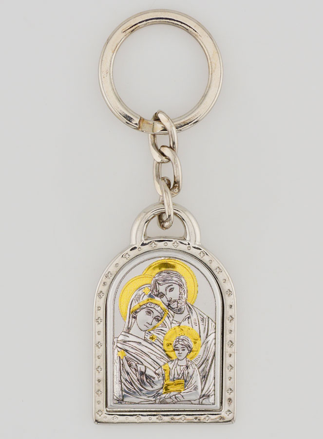 Porte-Clés de la Sainte Famille Orthodoxe - Argent Massif - 5 cm (pic 1)