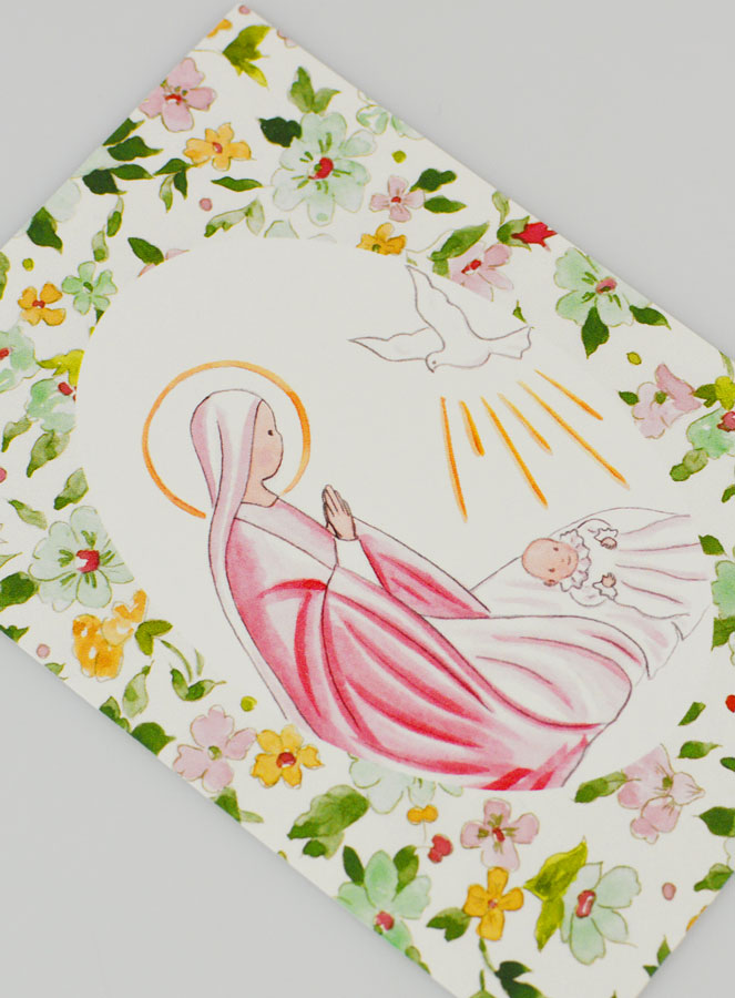 Carte de Baptême - Vierge Marie et Colombe de l'Esprit Saint - Vert (pic 3)