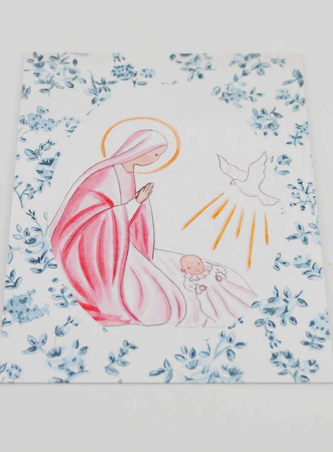 Carte de Baptême - Vierge Marie et Colombe (pic 2)
