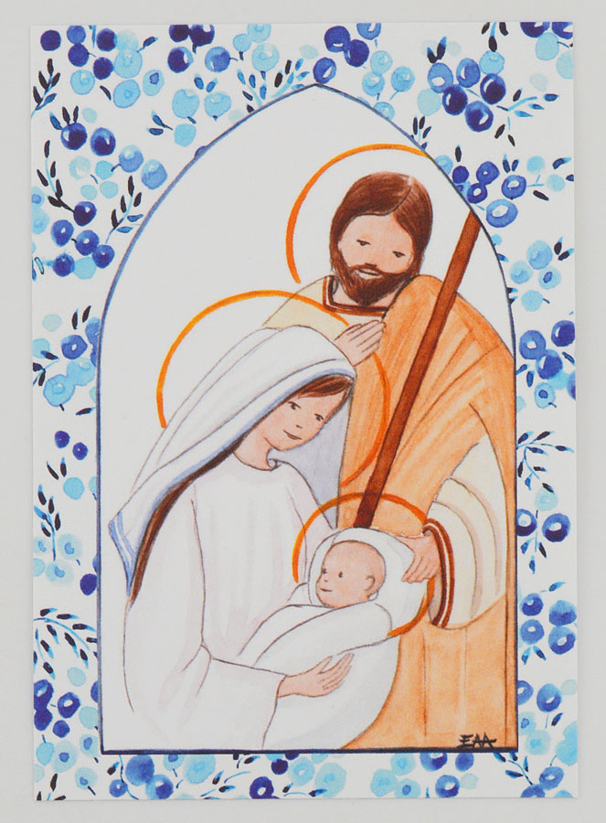 Carte de Baptême - Sainte Famille - Bleu (pic 1)