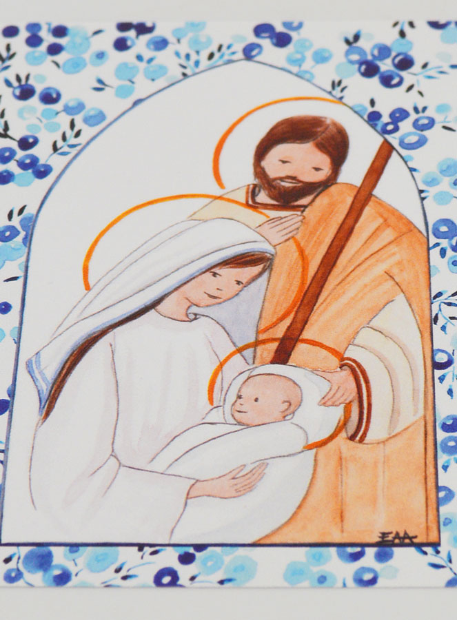 Carte de Baptême - Sainte Famille - Bleu (pic 2)