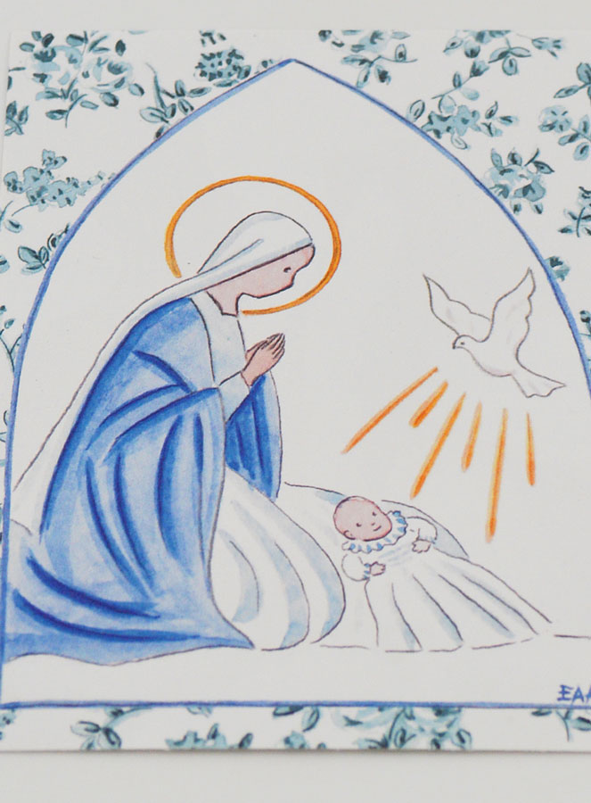 Carte de Baptême - Vierge Marie et Colombe de l'Esprit Saint (pic 2)