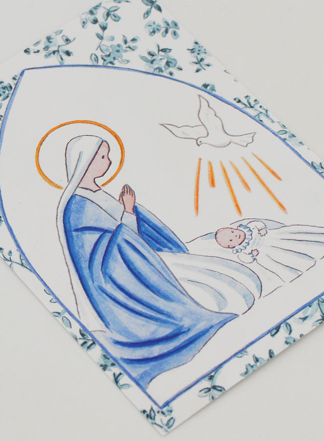 Carte de Baptême - Vierge Marie et Colombe de l'Esprit Saint (pic 3)