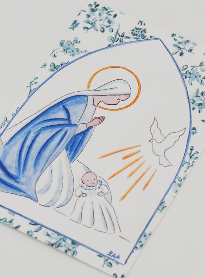 Carte de Baptême - Vierge Marie et Colombe de l'Esprit Saint (pic 4)