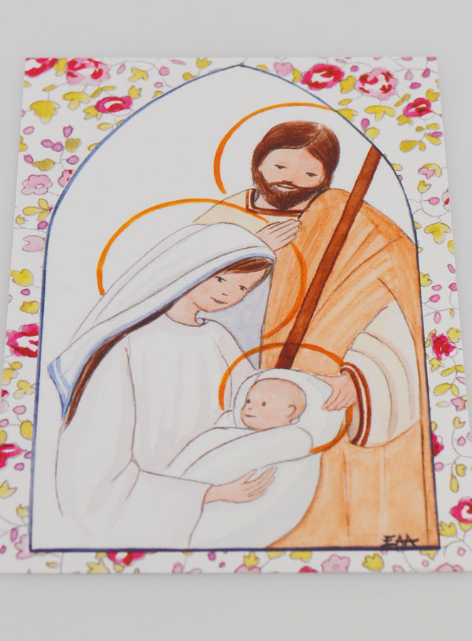 Carte de Baptême - Sainte Famille - Rose (pic 2)