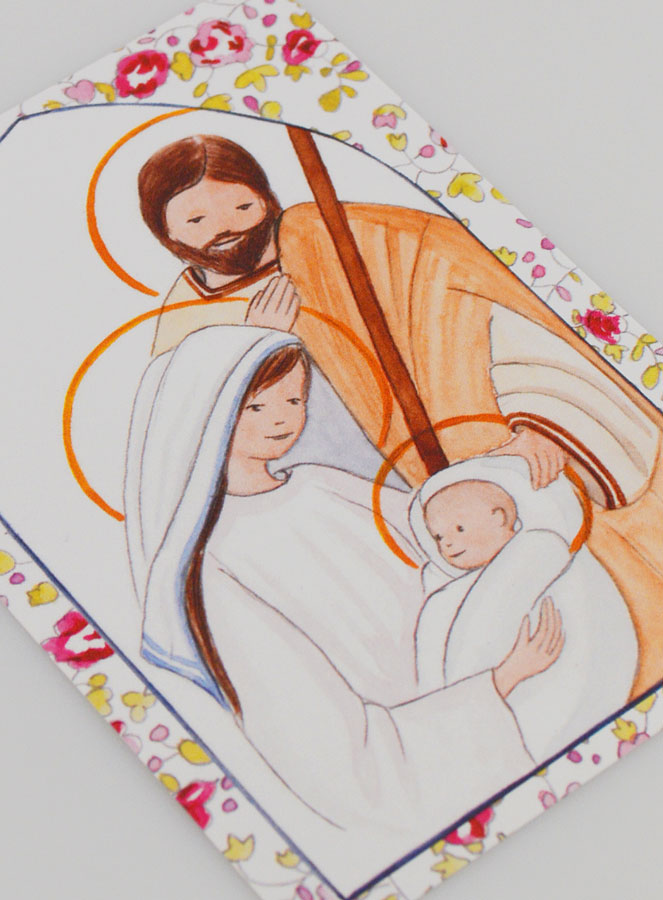 Carte de Baptême - Sainte Famille - Rose (pic 3)
