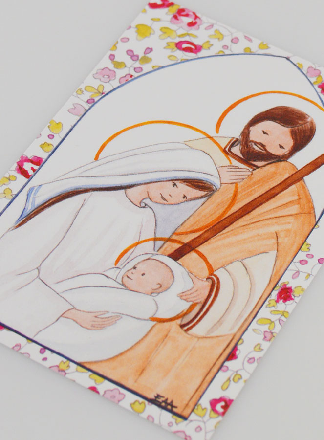 Carte de Baptême - Sainte Famille - Rose (pic 4)