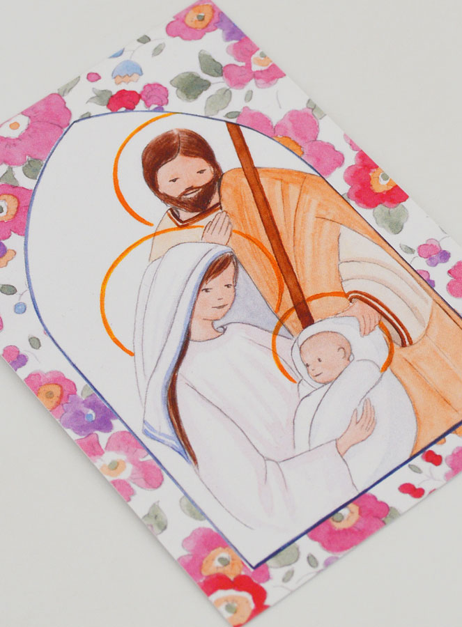 Carte de Baptême - Sainte Famille - Icône Rose (pic 3)