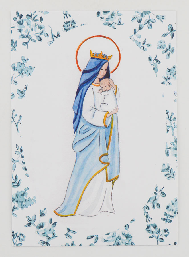 Carte de Baptême - Vierge Couronnée à l'Enfant Jésus (pic 1)