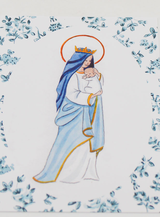 Carte de Baptême - Vierge Couronnée à l'Enfant Jésus (pic 2)
