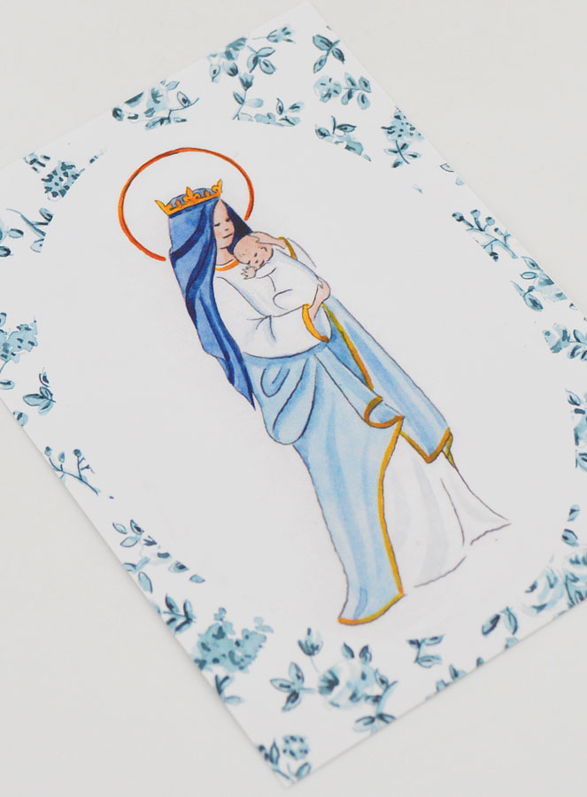 Carte de Baptême - Vierge Couronnée à l'Enfant Jésus (pic 3)