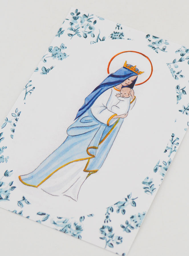 Carte de Baptême - Vierge Couronnée à l'Enfant Jésus (pic 4)