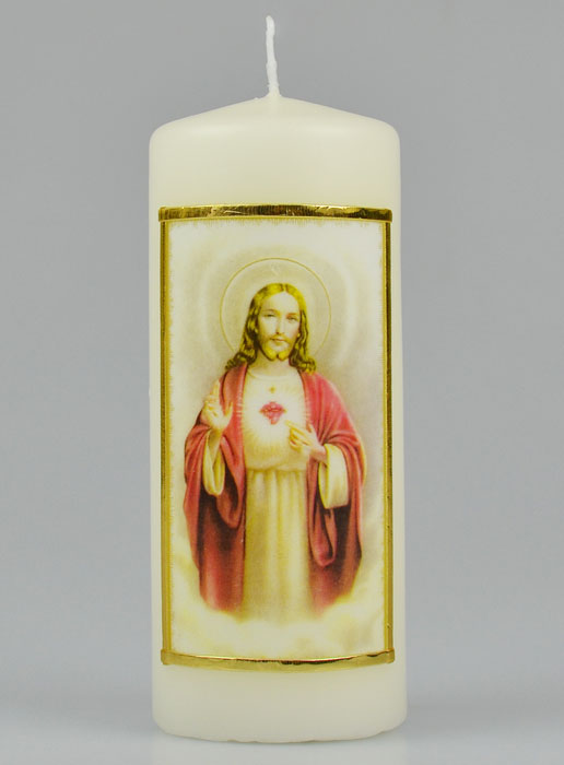 Cierge Religieux - Icône du Sacré Coeur de Jésus - 15 cm (pic 2)