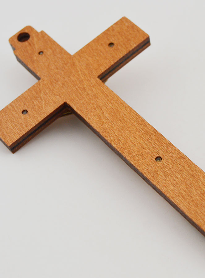 Crucifix en Bois avec Apparitions de Lourdes - Doré 12 cm (pic 4)