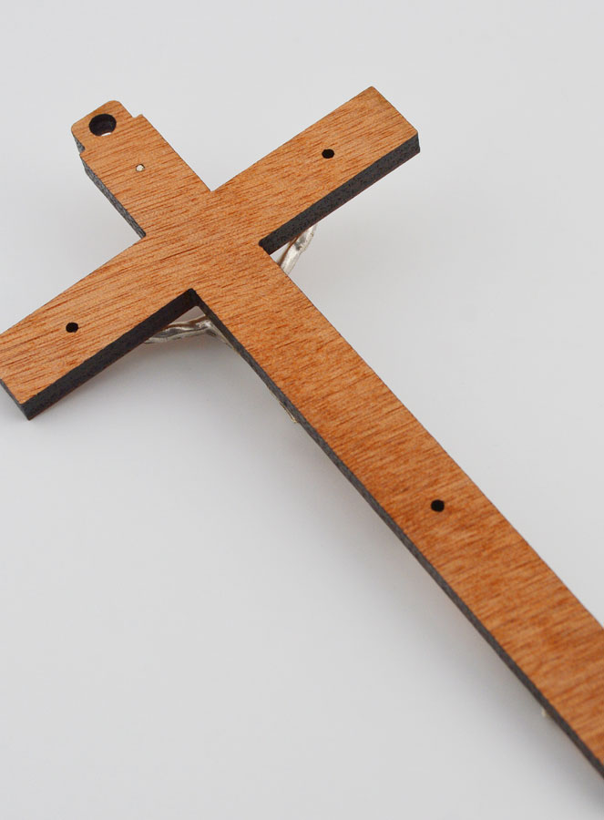 Crucifix en Bois avec Apparitions de Lourdes - Argenté 16 cm (pic 4)