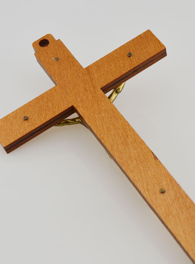 Crucifix en Bois avec Apparitions de Lourdes - Doré 16 cm (pic 4)