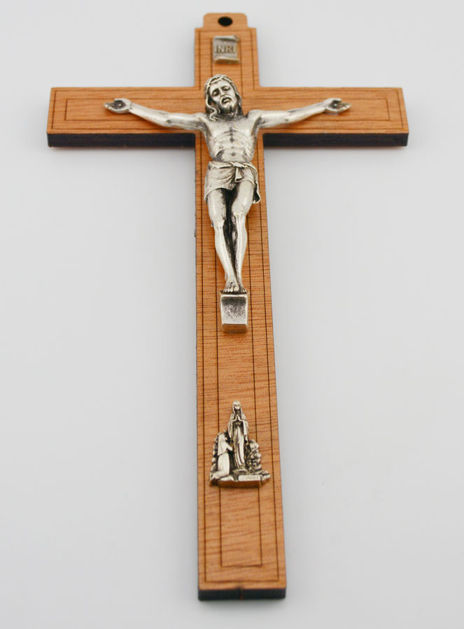 Crucifix en Bois avec Apparitions de Lourdes - Argenté 21 cm (pic 2)